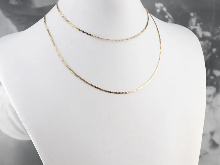 Long Gold Flat Serpentine Chain Market Square Jewelers Necklaces Long Gold Flat Serpentine Chain Market Square Jewelers Necklaces