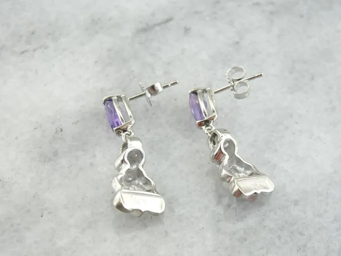 Market Square Jewelers Beautiful Amethyst and Diamond Drop Earrings Earrings Market Square Jewelers Beautiful Amethyst and Diamond Drop Earrings Earrings