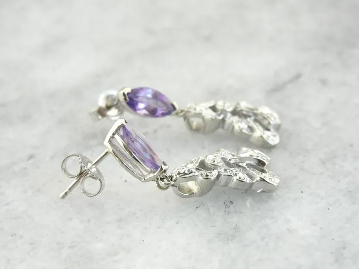 Market Square Jewelers Beautiful Amethyst and Diamond Drop Earrings Earrings Market Square Jewelers Beautiful Amethyst and Diamond Drop Earrings Earrings
