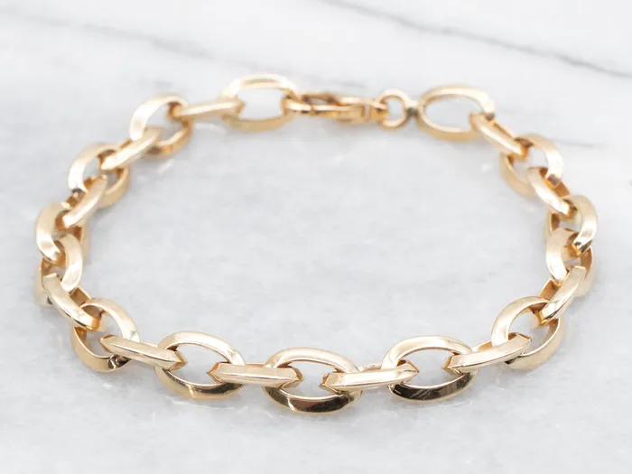 Market Square Jewelers Bracelets Polished Gold Cable Chain Link Bracelet