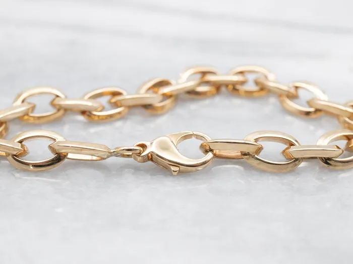 Market Square Jewelers Bracelets Polished Gold Cable Chain Link Bracelet