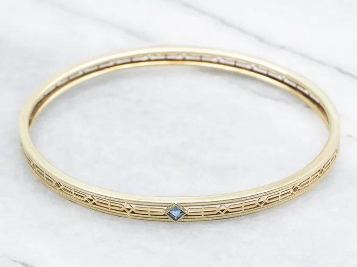 Market Square Jewelers Bracelets Pretty Gold Filigree Sapphire Bangle Bracelet