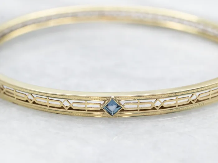 Market Square Jewelers Bracelets Pretty Gold Filigree Sapphire Bangle Bracelet