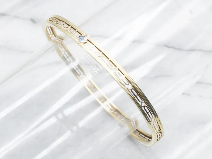 Market Square Jewelers Bracelets Pretty Gold Filigree Sapphire Bangle Bracelet