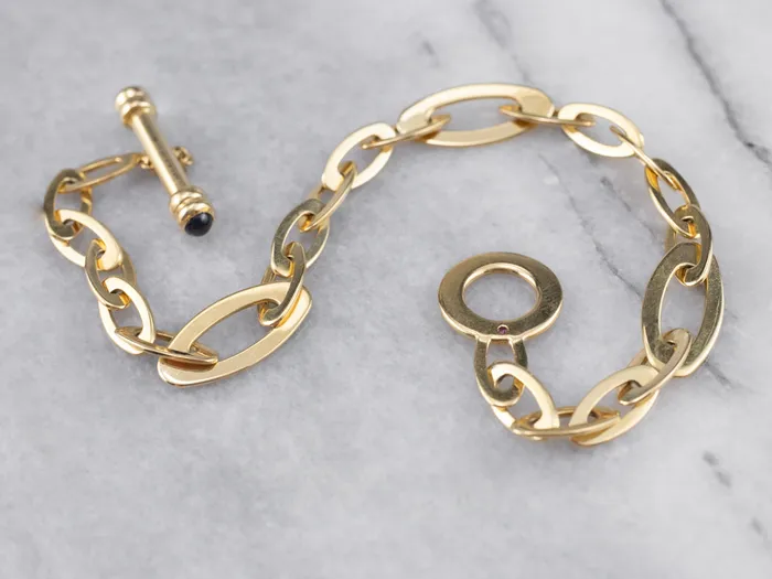 Market Square Jewelers Bracelets Roberto Coin Ruby and Sapphire Chic Shine 18K Gold Link Bracelet