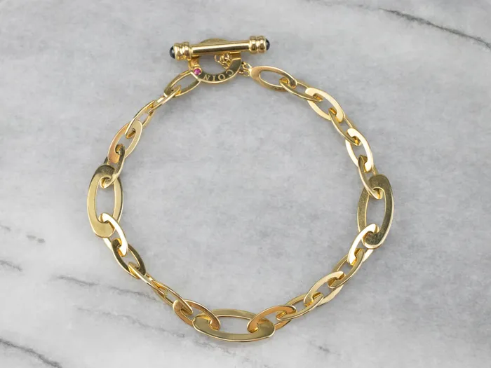 Market Square Jewelers Bracelets Roberto Coin Ruby and Sapphire Chic Shine 18K Gold Link Bracelet