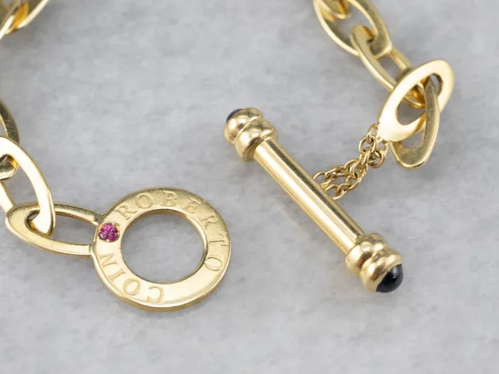 Market Square Jewelers Bracelets Roberto Coin Ruby and Sapphire Chic Shine 18K Gold Link Bracelet