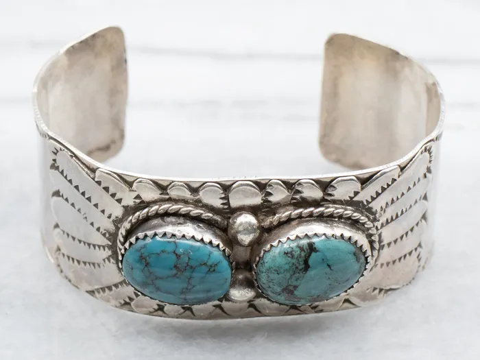 Market Square Jewelers Bracelets Sterling Silver Native American Double Turquoise Cuff Bracelet Market Square Jewelers Bracelets Sterling Silver Native American Double Turquoise Cuff Bracelet
