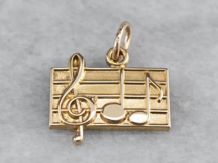 Market Square Jewelers Charm Necklaces Gold Music Note Charm Pendant