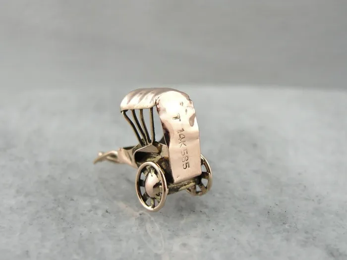 Market Square Jewelers Charm Necklaces Rickshaw Rose Gold Buggy Charm or Pendant