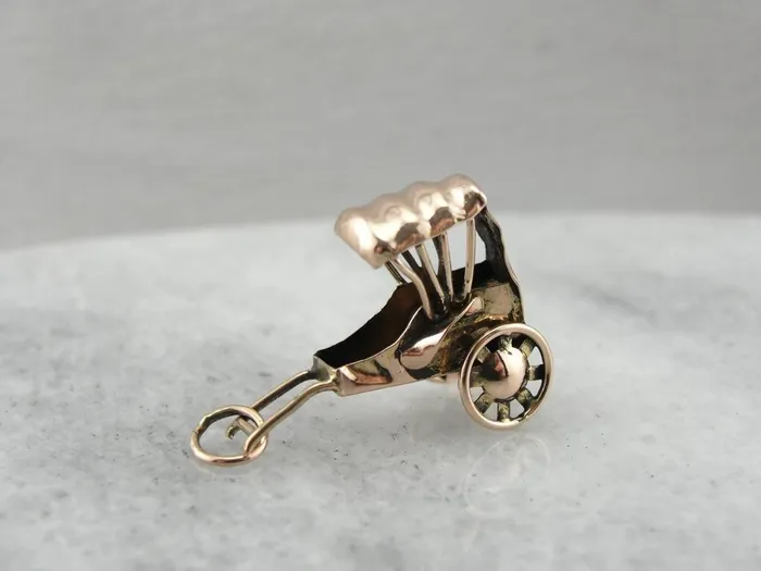 Market Square Jewelers Charm Necklaces Rickshaw Rose Gold Buggy Charm or Pendant