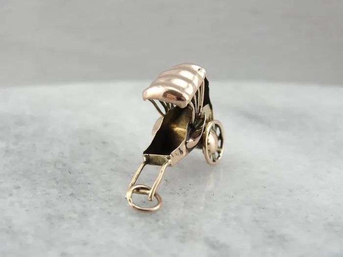 Market Square Jewelers Charm Necklaces Rickshaw Rose Gold Buggy Charm or Pendant