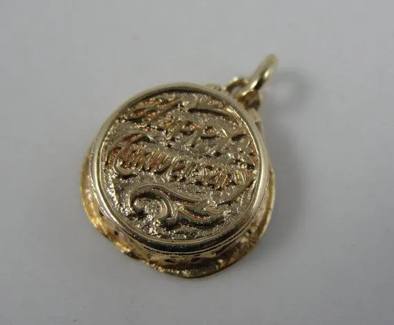 Market Square Jewelers Charm Necklaces Vintage Anniversary Cake Gold Charm Market Square Jewelers Charm Necklaces Vintage Anniversary Cake Gold Charm