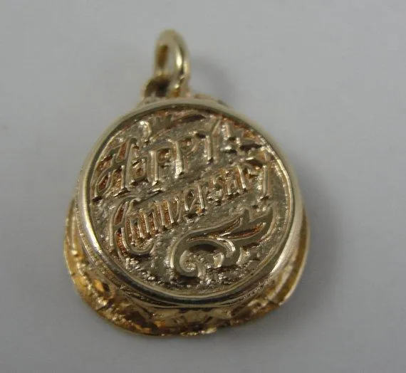 Market Square Jewelers Charm Necklaces Vintage Anniversary Cake Gold Charm Market Square Jewelers Charm Necklaces Vintage Anniversary Cake Gold Charm
