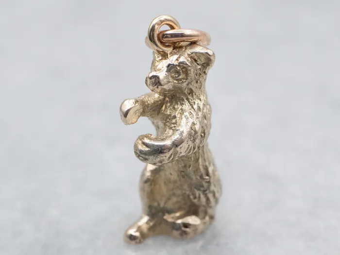 Market Square Jewelers Charm Necklaces Vintage Gold Standing Bear Charm
