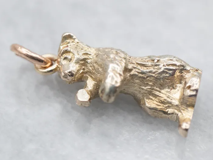 Market Square Jewelers Charm Necklaces Vintage Gold Standing Bear Charm Market Square Jewelers Charm Necklaces Vintage Gold Standing Bear Charm