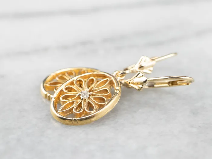 Market Square Jewelers Diamond Gold Filigree Drop Earrings Earrings Market Square Jewelers Diamond Gold Filigree Drop Earrings Earrings