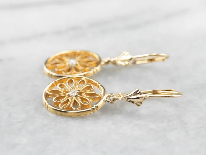 Market Square Jewelers Diamond Gold Filigree Drop Earrings Earrings Market Square Jewelers Diamond Gold Filigree Drop Earrings Earrings