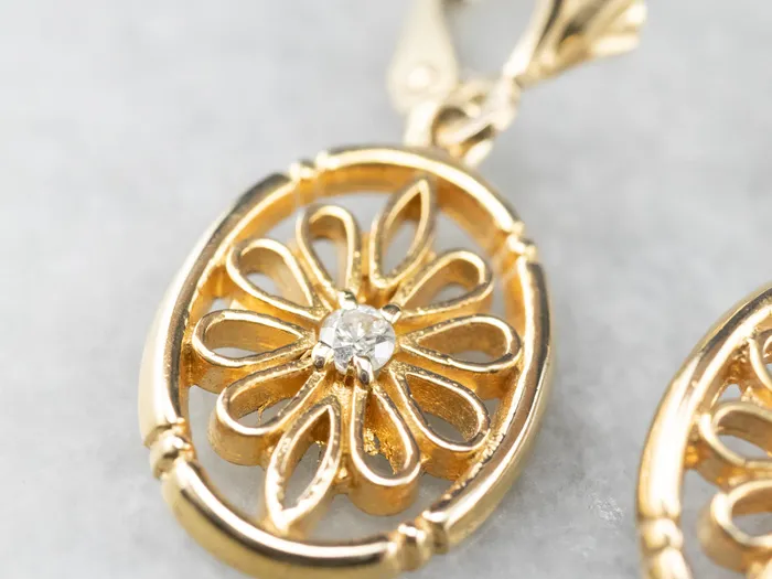 Market Square Jewelers Diamond Gold Filigree Drop Earrings Earrings Market Square Jewelers Diamond Gold Filigree Drop Earrings Earrings