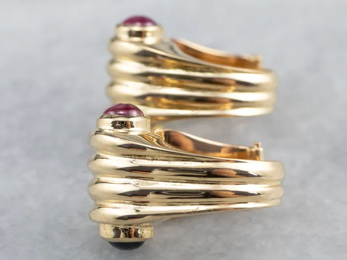 Market Square Jewelers Earrings 18K Gold Ruby Sapphire Earrings