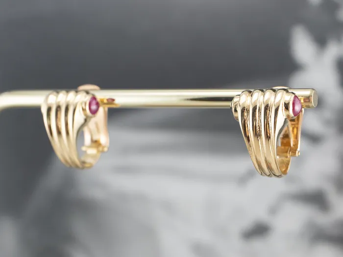 Market Square Jewelers Earrings 18K Gold Ruby Sapphire Earrings