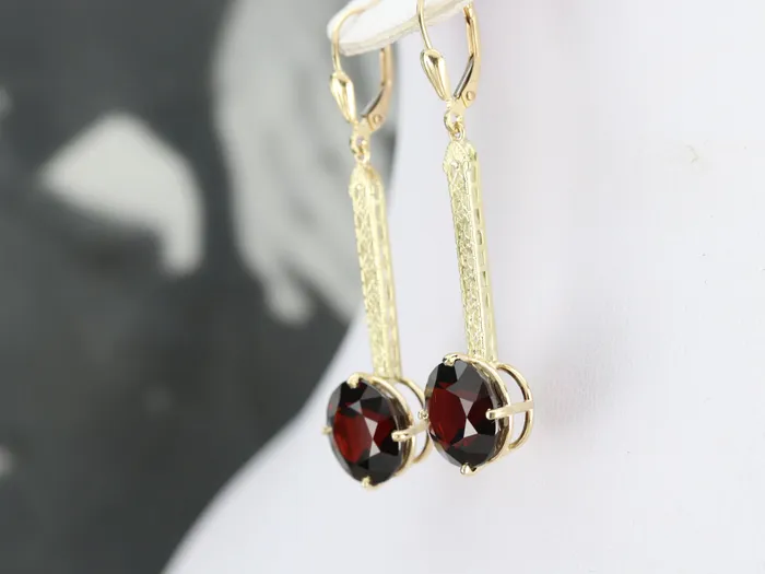 Market Square Jewelers Earrings Bold Garnet Filigree Drop Earrings