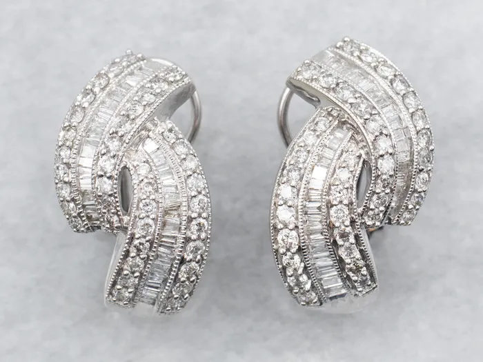 Market Square Jewelers Earrings Brilliant and Baguette Cut Diamond Earrings Market Square Jewelers Earrings Brilliant and Baguette Cut Diamond Earrings