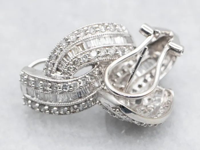 Market Square Jewelers Earrings Brilliant and Baguette Cut Diamond Earrings