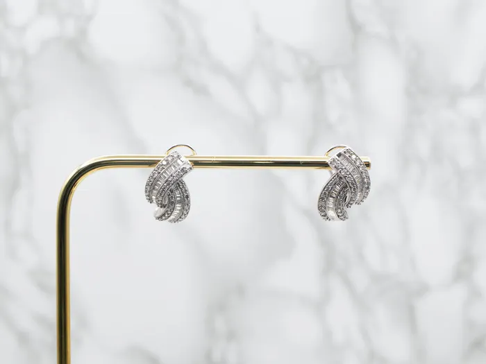 Market Square Jewelers Earrings Brilliant and Baguette Cut Diamond Earrings