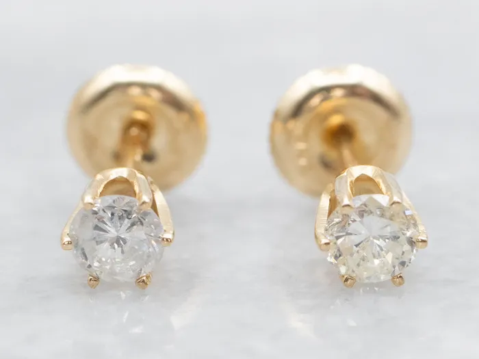 Market Square Jewelers Earrings ScrewBack Diamond Gold Stud Earrings