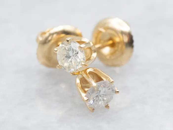Market Square Jewelers Earrings ScrewBack Diamond Gold Stud Earrings