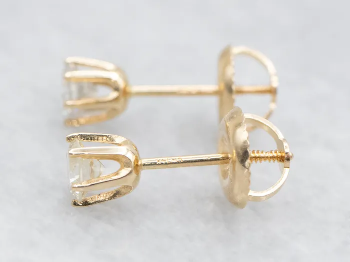 Market Square Jewelers Earrings ScrewBack Diamond Gold Stud Earrings
