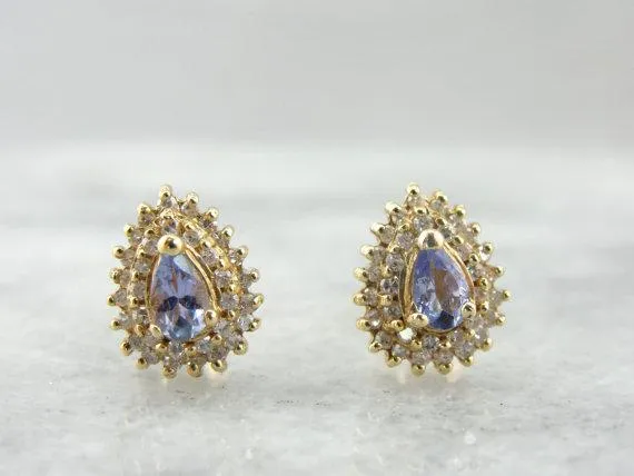 Market Square Jewelers Earrings Tanzanite and Diamond Double Halo Stud Earrings Market Square Jewelers Earrings Tanzanite and Diamond Double Halo Stud Earrings