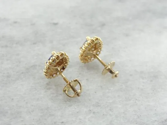 Market Square Jewelers Earrings Tanzanite and Diamond Double Halo Stud Earrings Market Square Jewelers Earrings Tanzanite and Diamond Double Halo Stud Earrings