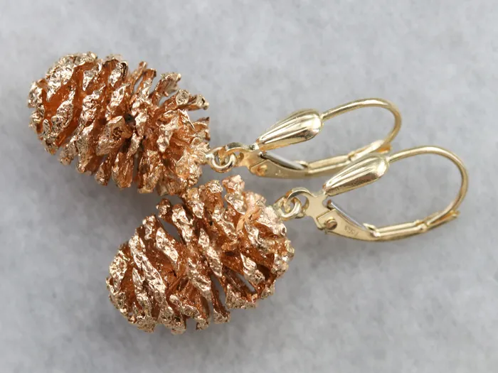 Market Square Jewelers Earrings Two Tone Pine Cone Drop Earrings