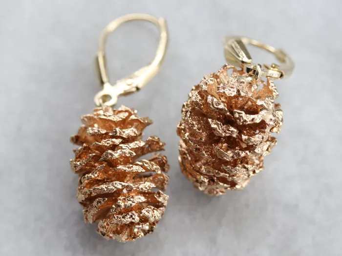Market Square Jewelers Earrings Two Tone Pine Cone Drop Earrings Market Square Jewelers Earrings Two Tone Pine Cone Drop Earrings