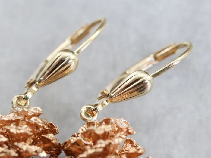 Market Square Jewelers Earrings Two Tone Pine Cone Drop Earrings Market Square Jewelers Earrings Two Tone Pine Cone Drop Earrings