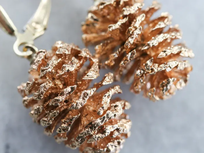 Market Square Jewelers Earrings Two Tone Pine Cone Drop Earrings Market Square Jewelers Earrings Two Tone Pine Cone Drop Earrings