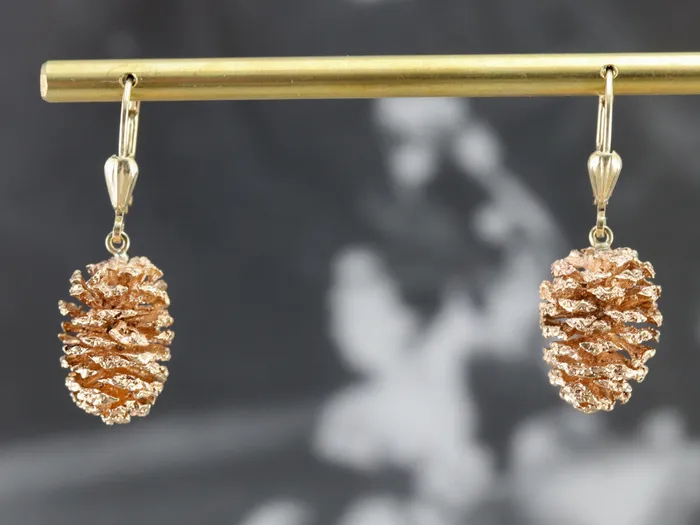 Market Square Jewelers Earrings Two Tone Pine Cone Drop Earrings Market Square Jewelers Earrings Two Tone Pine Cone Drop Earrings