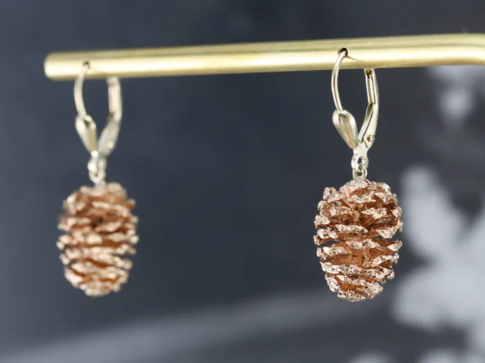 Market Square Jewelers Earrings Two Tone Pine Cone Drop Earrings Market Square Jewelers Earrings Two Tone Pine Cone Drop Earrings