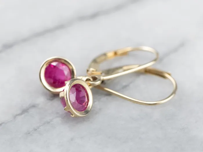 Market Square Jewelers Earrings Yellow Gold Ruby Drop Earrings Market Square Jewelers Earrings Yellow Gold Ruby Drop Earrings