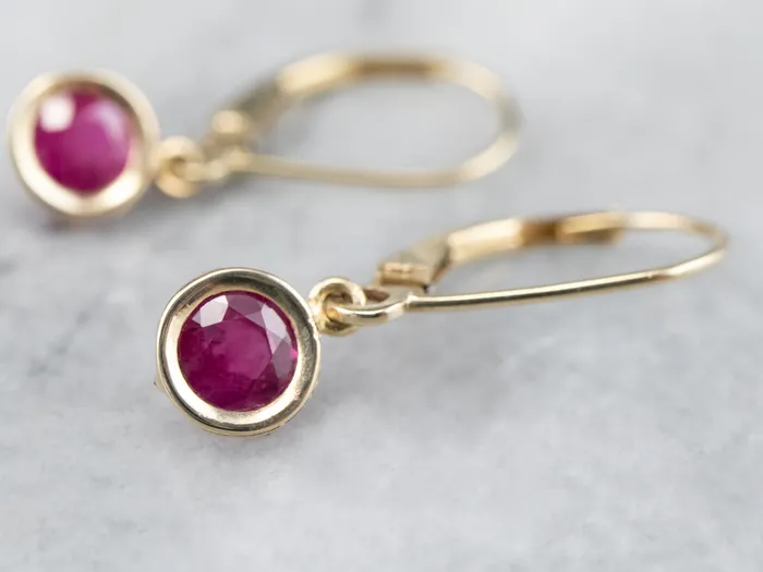 Market Square Jewelers Earrings Yellow Gold Ruby Drop Earrings Market Square Jewelers Earrings Yellow Gold Ruby Drop Earrings