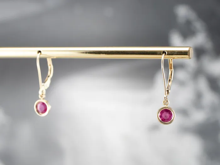 Market Square Jewelers Earrings Yellow Gold Ruby Drop Earrings Market Square Jewelers Earrings Yellow Gold Ruby Drop Earrings