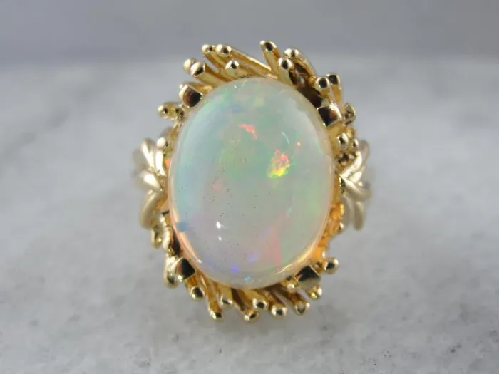 Market Square Jewelers Flowing and Swirling Vintage Opal Cocktail Ring Rings