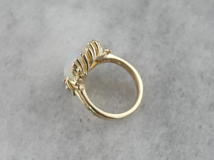 Market Square Jewelers Flowing and Swirling Vintage Opal Cocktail Ring Rings