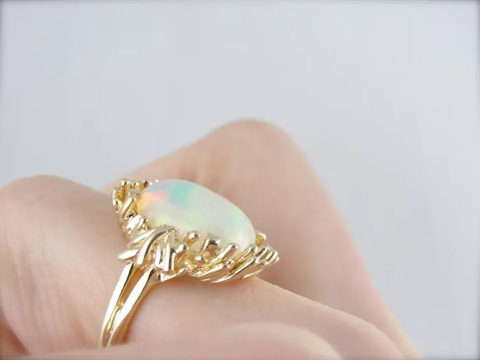 Market Square Jewelers Flowing and Swirling Vintage Opal Cocktail Ring Rings