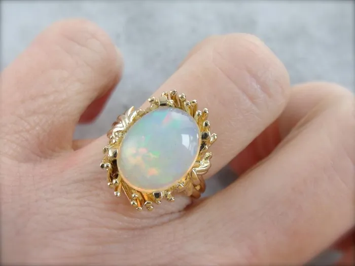 Market Square Jewelers Flowing and Swirling Vintage Opal Cocktail Ring Rings