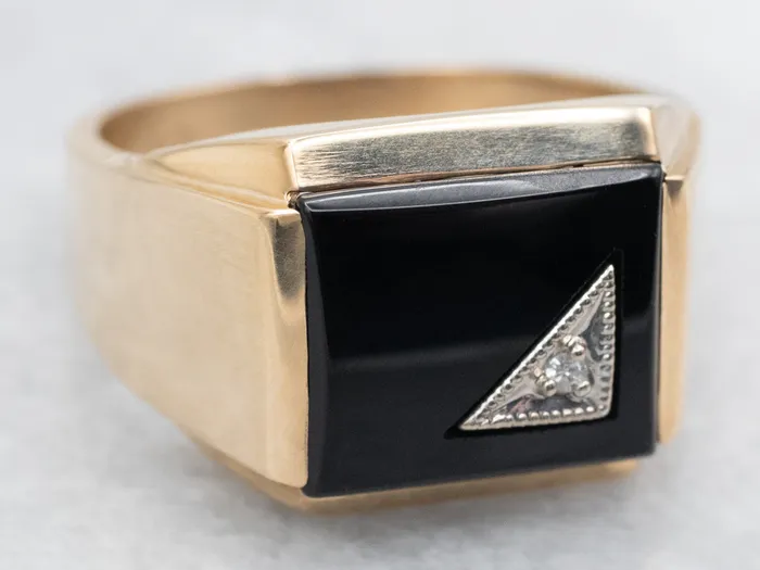 Market Square Jewelers MidCentury Onyx and Diamond Ring Rings
