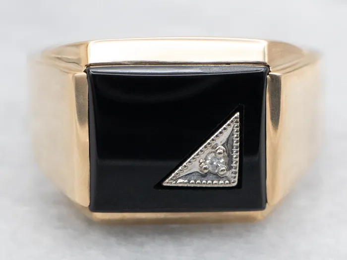 Market Square Jewelers MidCentury Onyx and Diamond Ring Rings