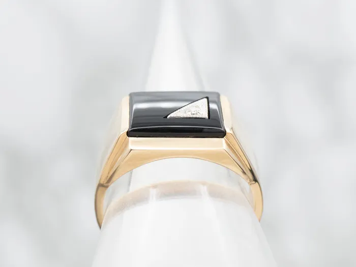 Market Square Jewelers MidCentury Onyx and Diamond Ring Rings